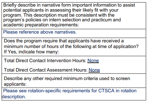 chart for internship program admissions