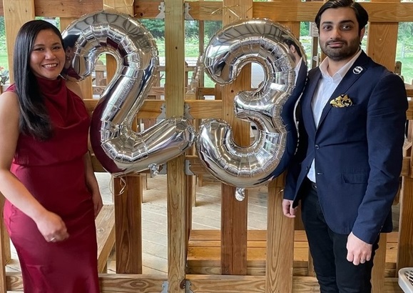 2022-23 Charmaine and Salman grads celebrating