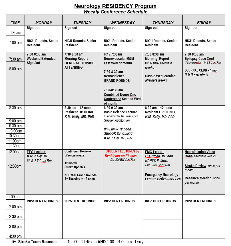 residencies-neurology-sample-schedule