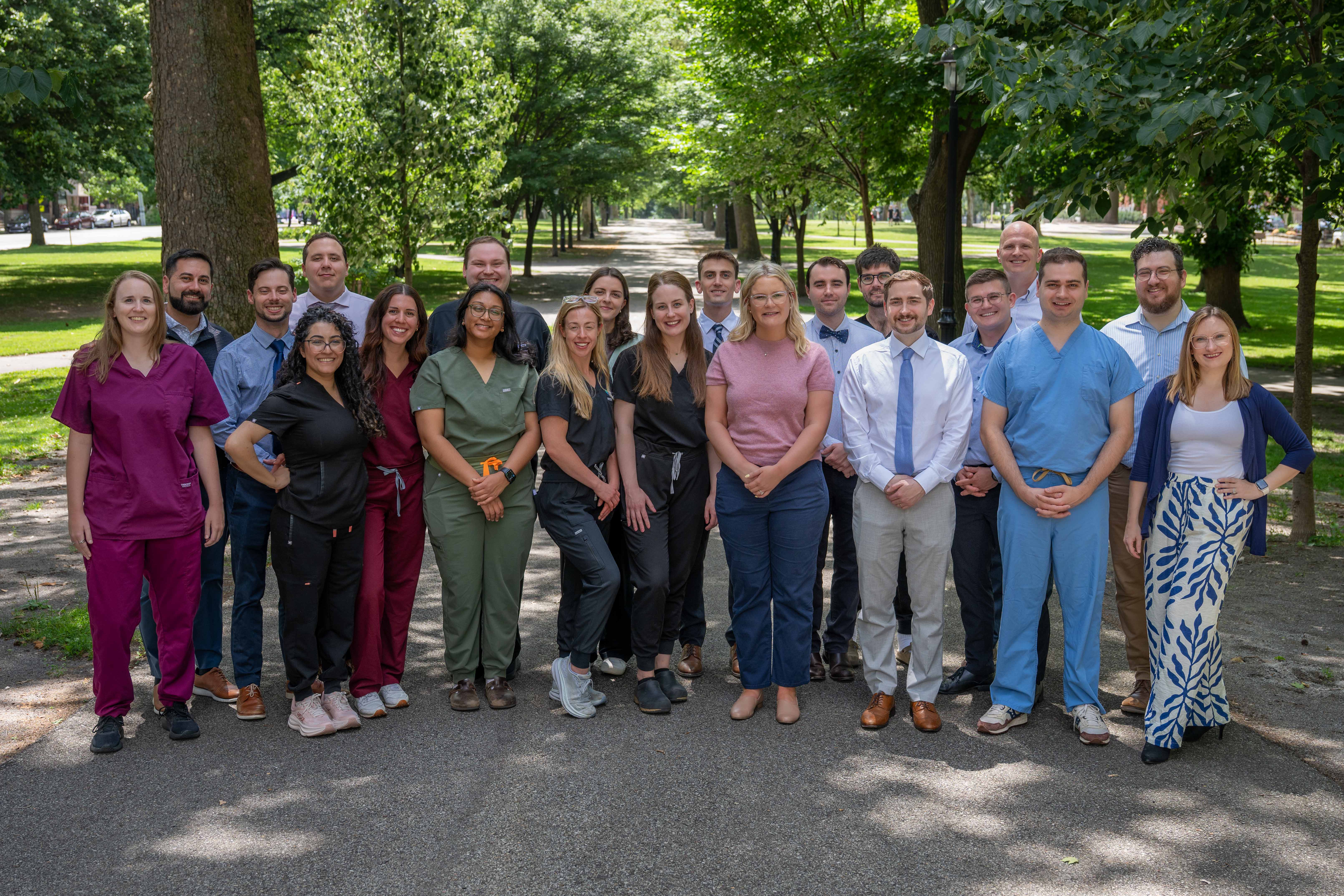 a group shot of radiology residents in a park