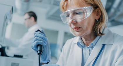 physician working on lab research