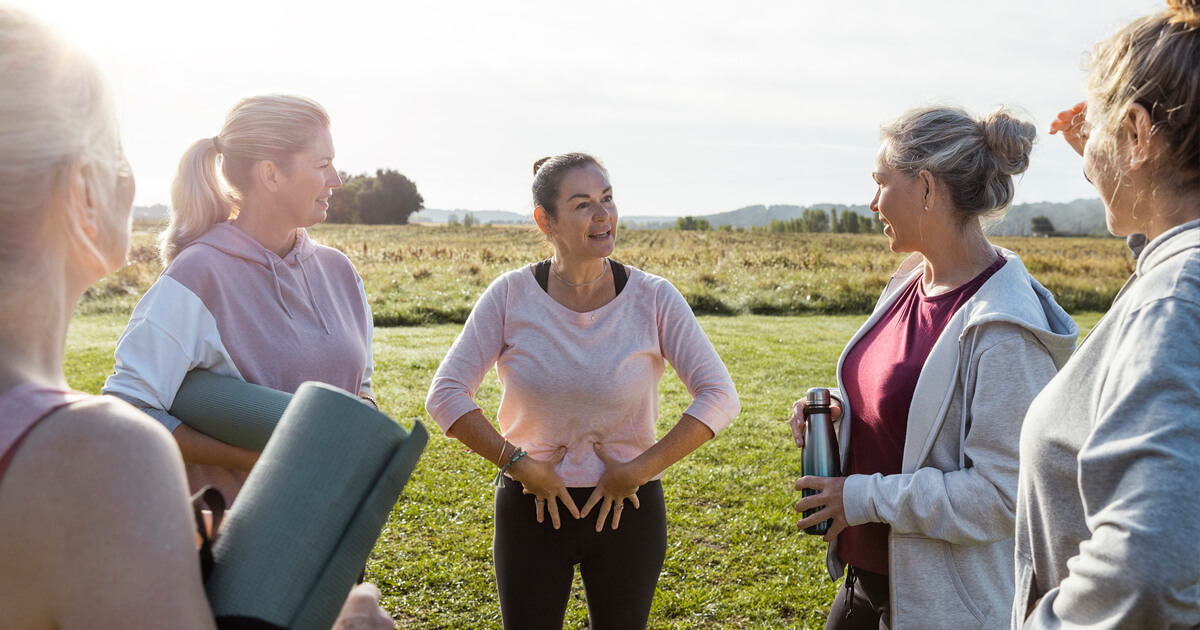 Group of women chatting outside