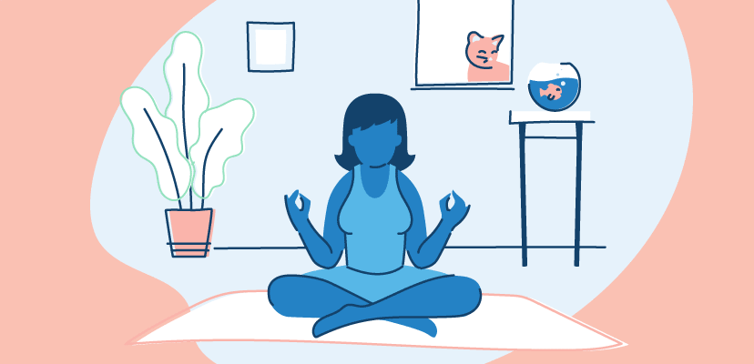 An illustration of a woman meditating.