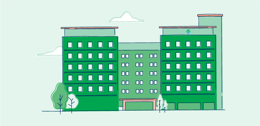 An illustration of Forbes Hospital building.