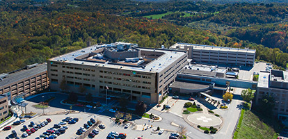 A view of AHN Jefferson Hospital's front entrance.