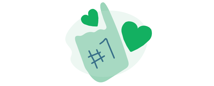 illustration of #1 foam finger and hearts