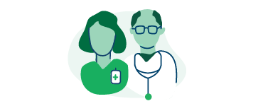 An illustration of nurse and doctor team.