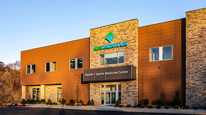 An exterior shot of Montour Health + Sports Medicine Center