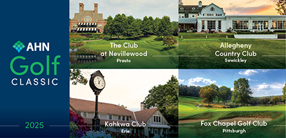 3 images of the golf courses for the AHN Golf Classic