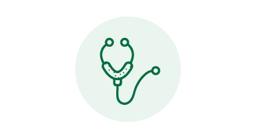 A green stethoscope icon inside a light green circle.