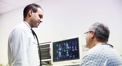 rdiologist discussing results with a patient