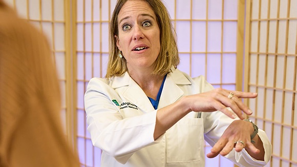 A doctor talking to a patient