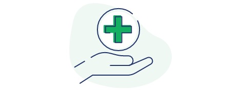 illustration of a hand holding up a health sign