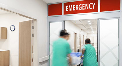 Image of a patient arriving at the hospital