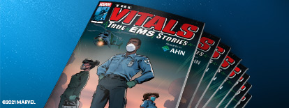 The cover of the Marvel's graphic novel The Vitals - True Nurse Stories on a blue background.