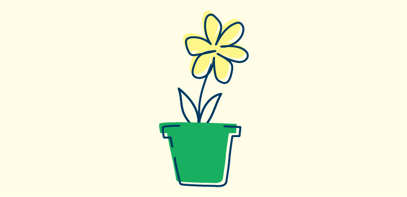 An illustration of a flower growing in a pot.