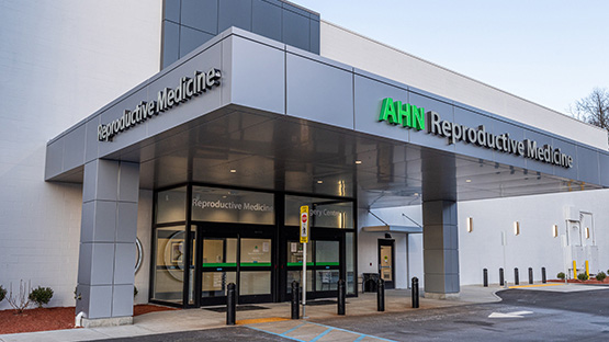 A view of the entrance for AHN Center for Reproductive Medicine.