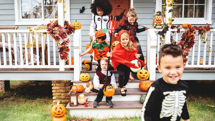 Children in Halloween costumes