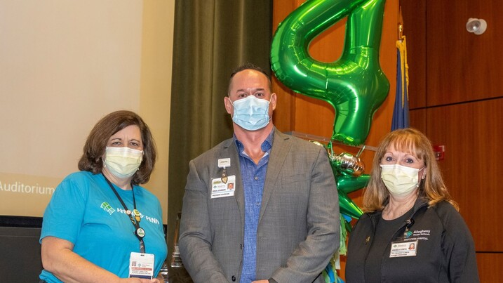 Photo L-R: Mary Ann Raible, MSN, RN, NE-BC, Magnet Program Director, AHN West Penn Hospital; Brian Johnson, MD, President of AHN West Penn Hospital; Angela Costa, MPM, BSN, RN, Chief Nursing Officer of AHN West Penn Hospital