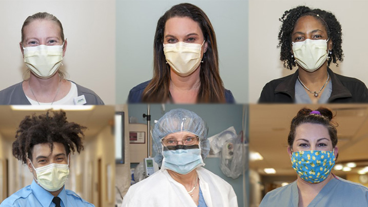 Nurses wearing protective cloth and surgery masks